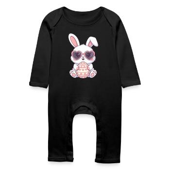 Herzhasen Osterei Charm - Baby Bio Strampler - Schwarz - Vorne