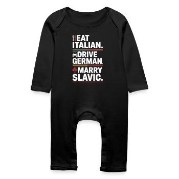 Mange un conduit italien, épouse un Slave Balkan, une voiture - Grenouillère bio Bébé - noir - Devant