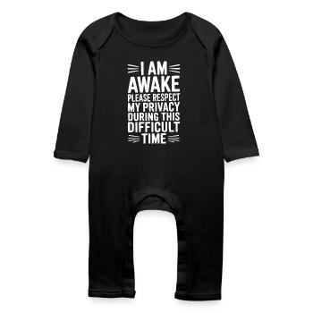 Je suis réveillé, veuillez respecter mon intimité - Grenouillère bio Bébé - noir - Devant