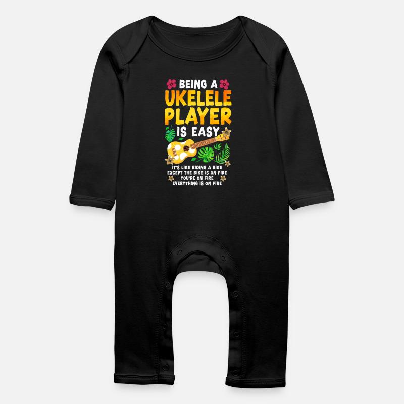 Ukulélé hawaïen Uke étant A - Grenouillère bio Bébé - noir