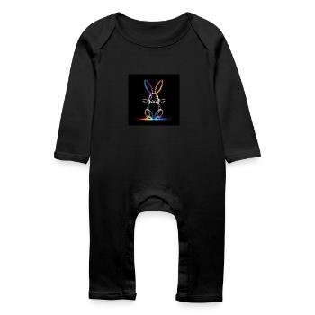 Lapin lumineux - Grenouillère bio Bébé - noir - Devant