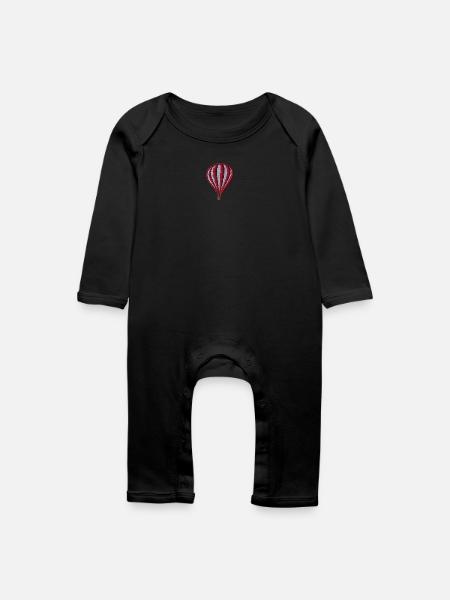 Hot Air Balloon Embroidered - Baby Organic Romper - black