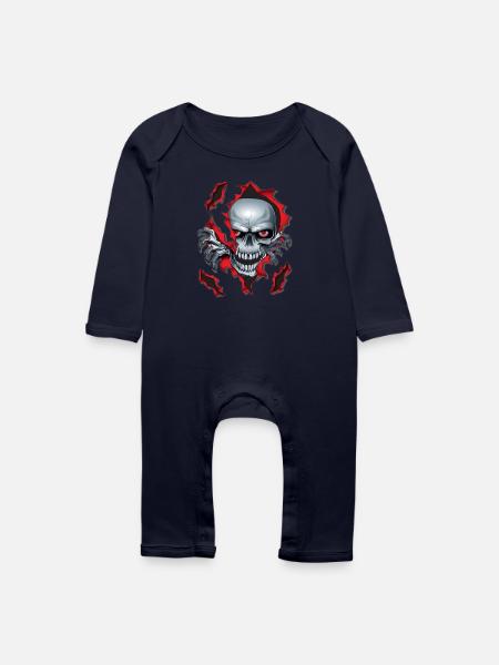 Schädel - Baby Bio Strampler - Navy