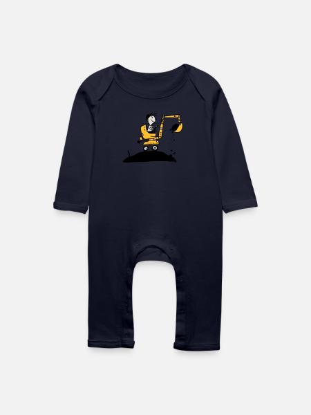Bagger im Retro Stil - Baby Bio Strampler - Navy