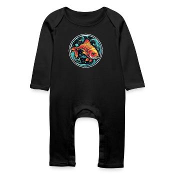 Fish Illustration - Baby Organic Romper - black - Front
