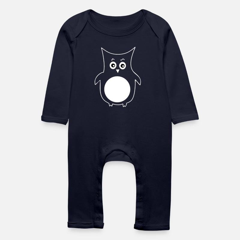 weiße Eule Vogel weiß - Baby Bio Strampler - Navy