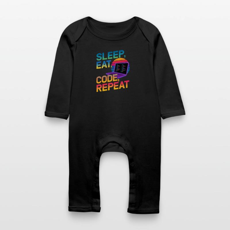 Sleep Eat Code Repeat Geschenk für Coder Baby Bio Strampler