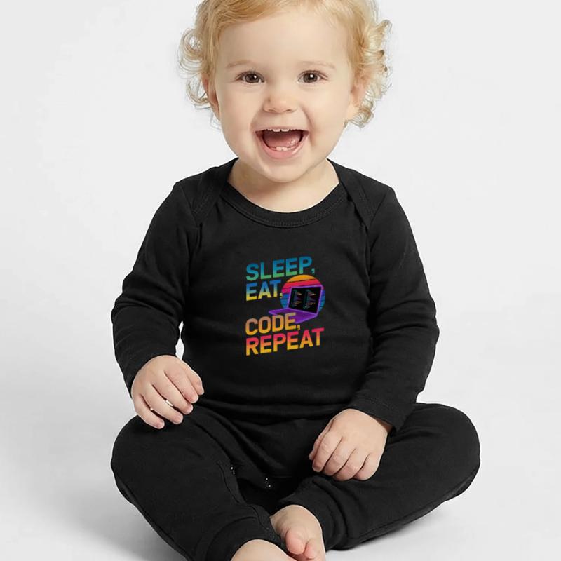 Sleep Eat Code Repeat Gift For Coder Baby Organic Romper