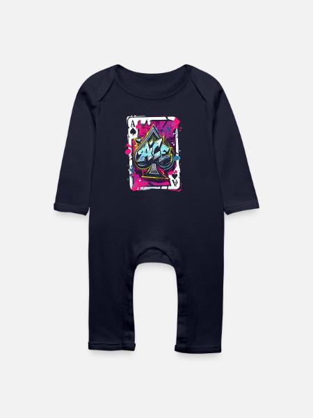 Pik-Ass-Karte - Baby Bio Strampler - Navy