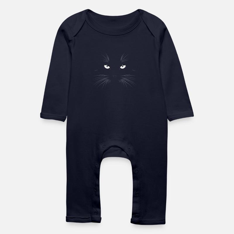 Silhouette du chat de nuit Chat noir en colère - Grenouillère bio Bébé - marine