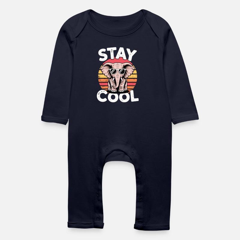 Stay Cool Elefant - Kinder Retro - Baby Bio Strampler - Navy