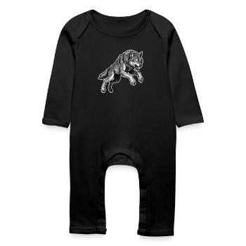 Wild Wolf Race Maskottchen Alpha Wolf - Baby Bio Strampler - Schwarz - Vorne