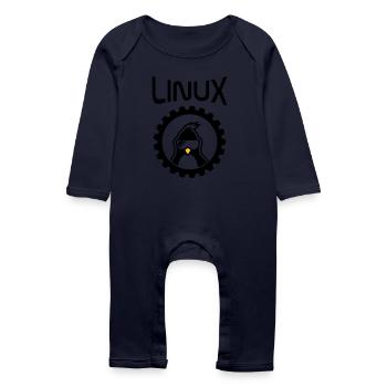 roue linux - Grenouillère bio Bébé - marine - Devant