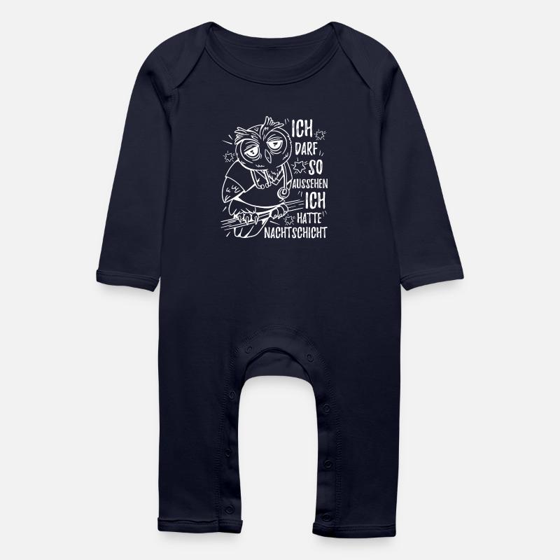 Eule Ich darf so aussehen Ich hatte Nachtschicht - Baby Bio Strampler - Navy