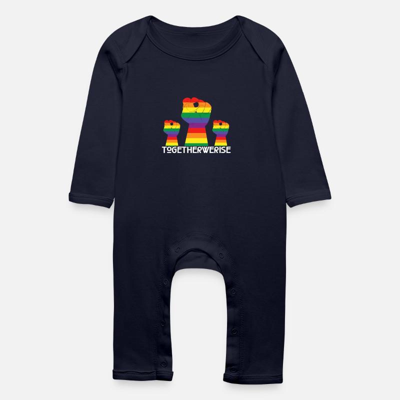 TOGETHER WE RISE! HEB DEINE FAUST - MENSCHENRECHTE - Baby Bio Strampler - Navy