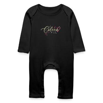 Coleen Nom Prénom Calligraphie Coeur - Grenouillère bio Bébé - noir - Devant