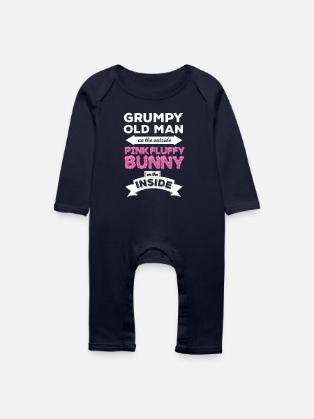 Grumpy Rosa flaumige Häschen - Baby Bio Strampler - Navy