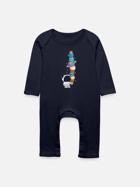 Astronaut mit Eis - Baby Bio Strampler - Navy