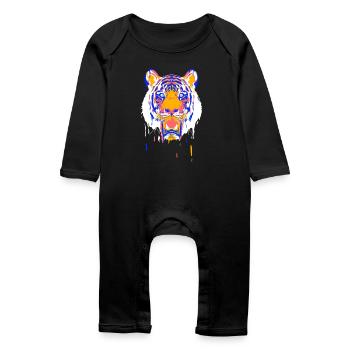 Paint tiger - Baby Organic Romper - black - Front