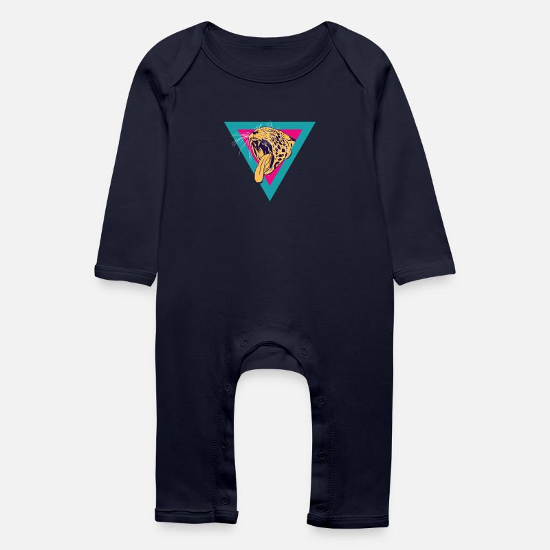 leopard - Baby Organic Romper - navy