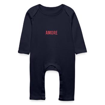 Amore statement shirt - Baby Organic Romper - navy - Front