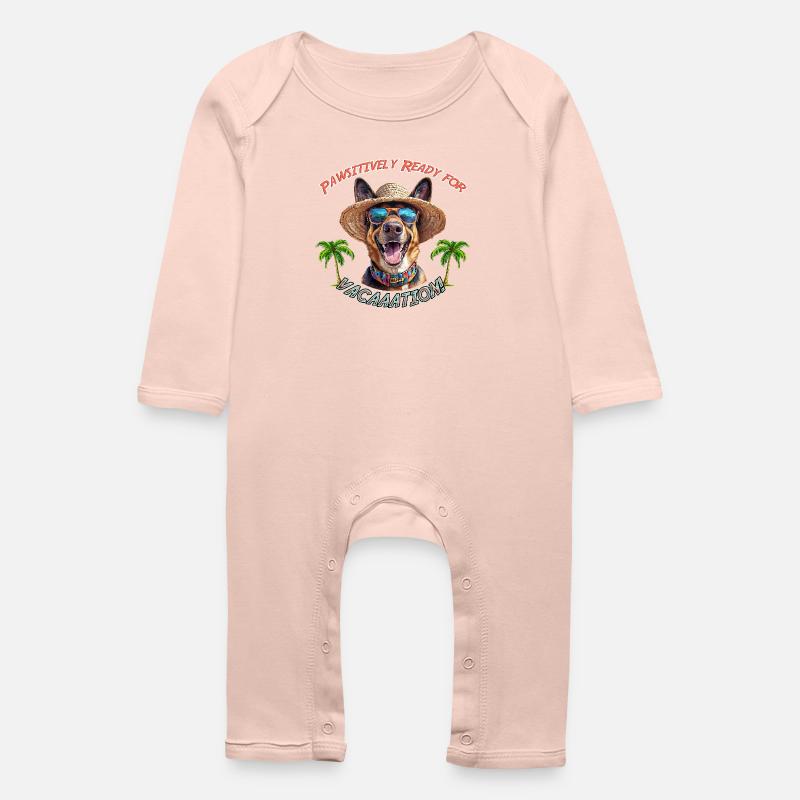 Schäferhund im Sommerlook: Pawsitively Ready - Baby Bio Strampler - Kristallrosa