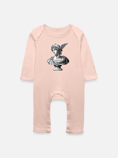 Antike Büste Hermes - Klassische Gravur - Baby Bio Strampler - Kristallrosa