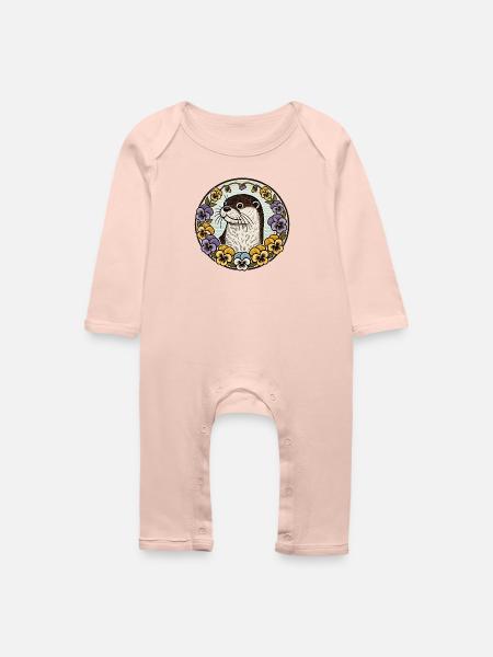 Otter im Floral Circle - Baby Bio Strampler - Kristallrosa