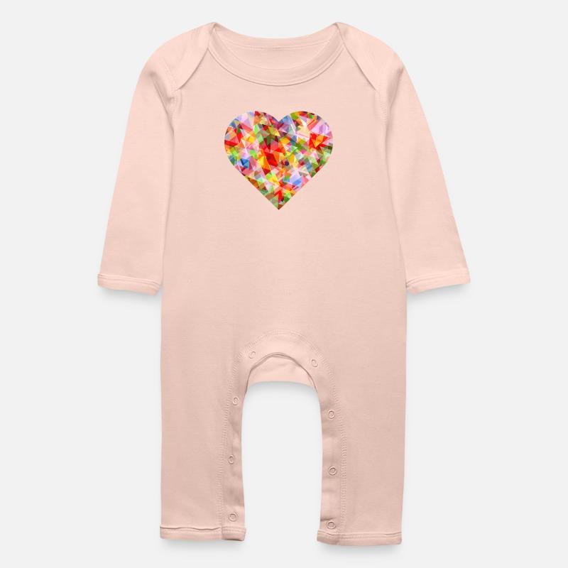 NEU – Abstraktes, lebendiges Herzdesign! - Baby Bio Strampler - Kristallrosa