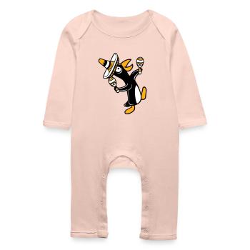 Pingouin, hochet, fête, culture mexicaine, chapeau, Fun - Grenouillère bio Bébé - rose cristal - Devant