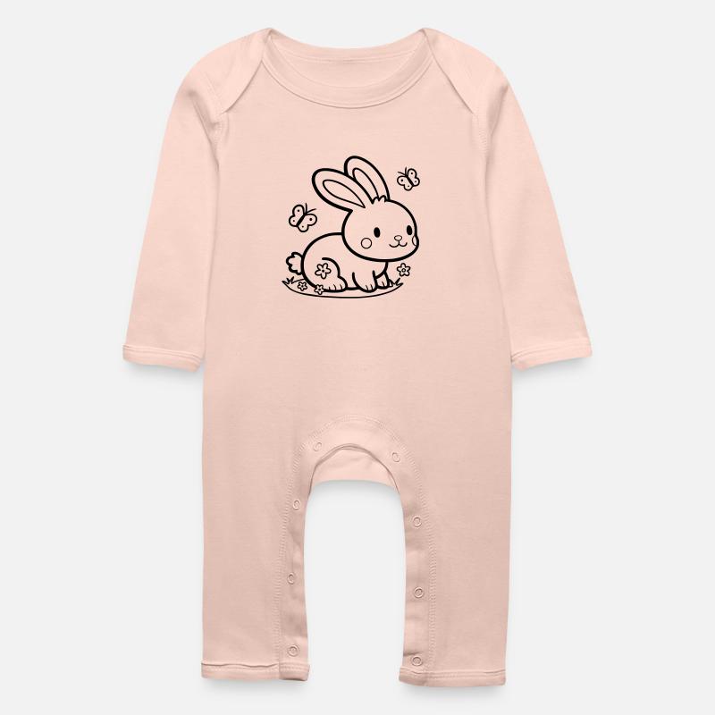 Lapin mignon Lapin - Grenouillère bio Bébé - rose cristal