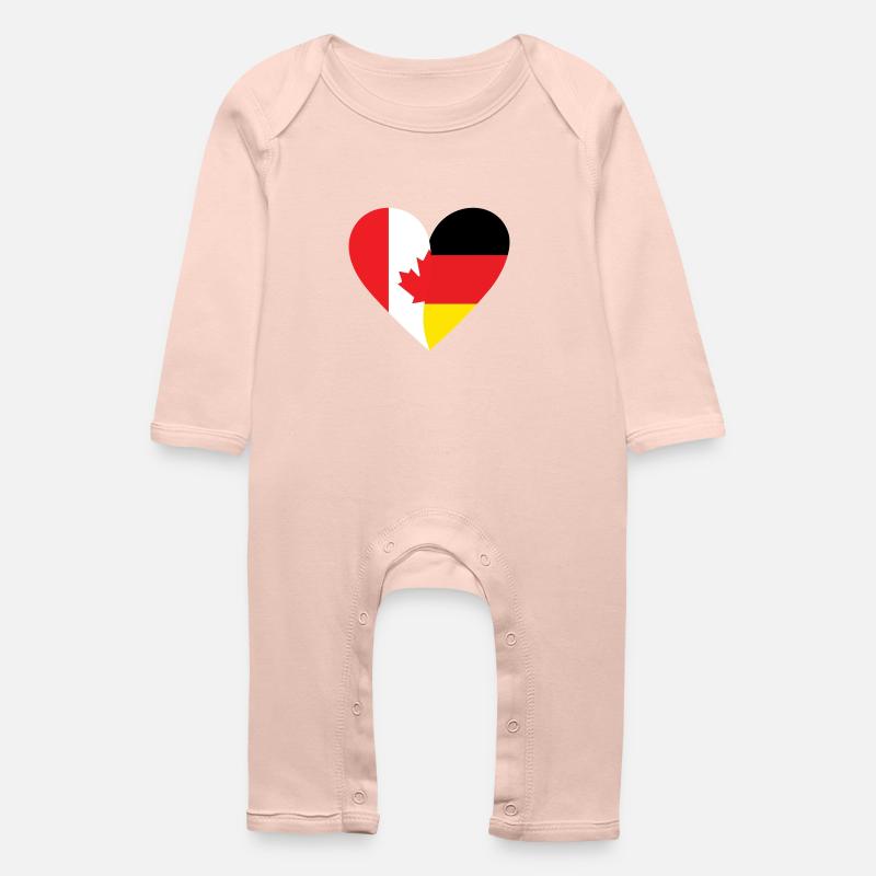 Canada Germany Heart - Baby Bio Strampler - Kristallrosa