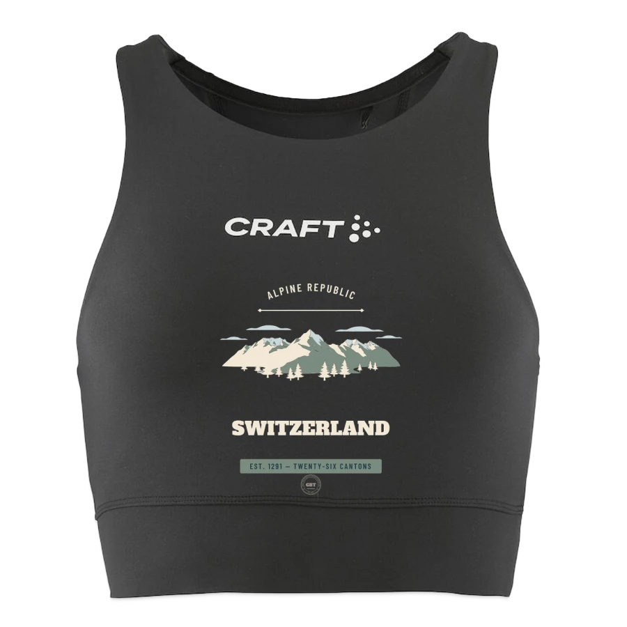 Switzerland badge on a craft rush 2.0 women's crop top, black