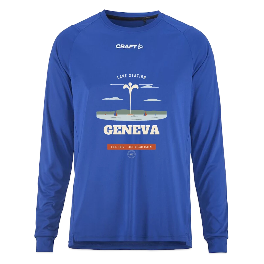 Geneva badge on a craft rush 2.0 longsleeve shirt , deep royal