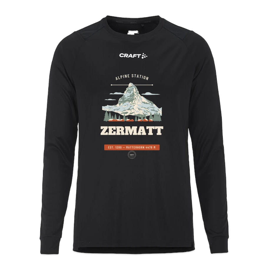 Zermatt badge on a craft rush 2.0 longsleeve shirt , black