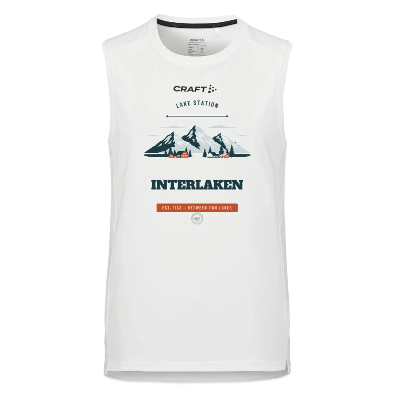 Interlaken badge on a craft rush 2.0 singlet