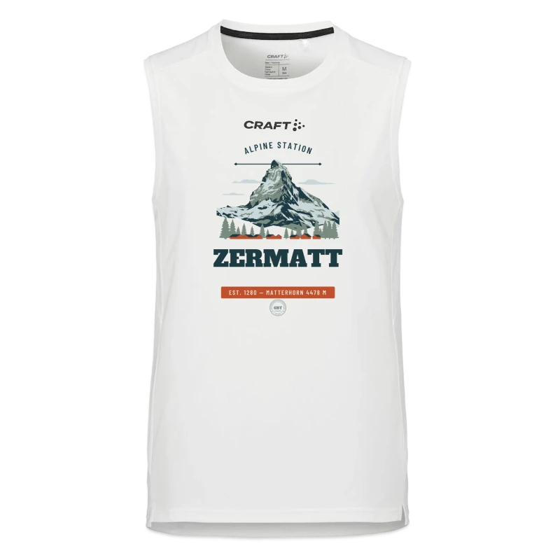 Zermatt badge on a craft rush 2.0 singlet