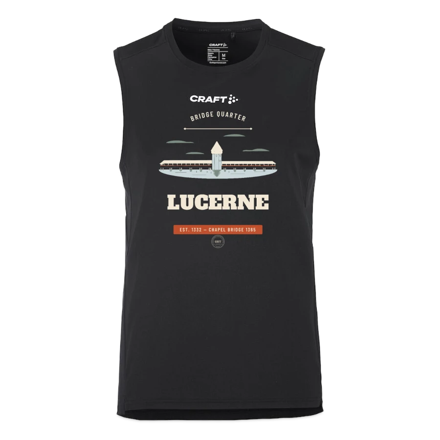 Lucerne-märke på en craft rush 2.0 singlet, black
