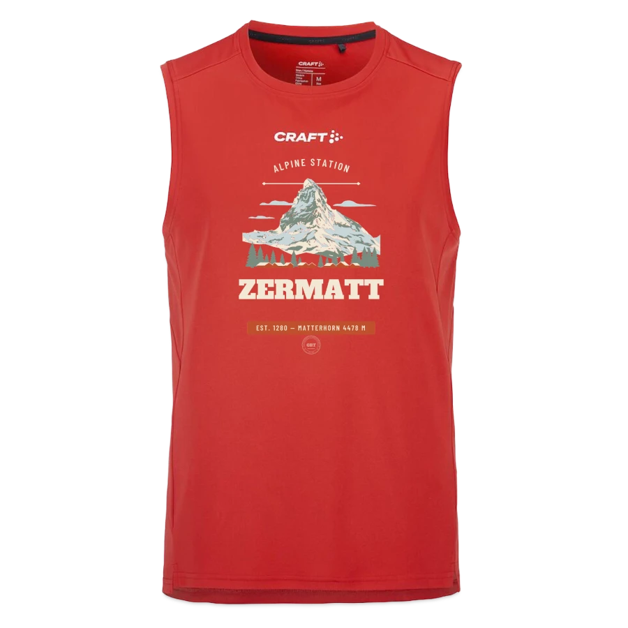 Zermatt badge on a craft rush 2.0 singlet, red