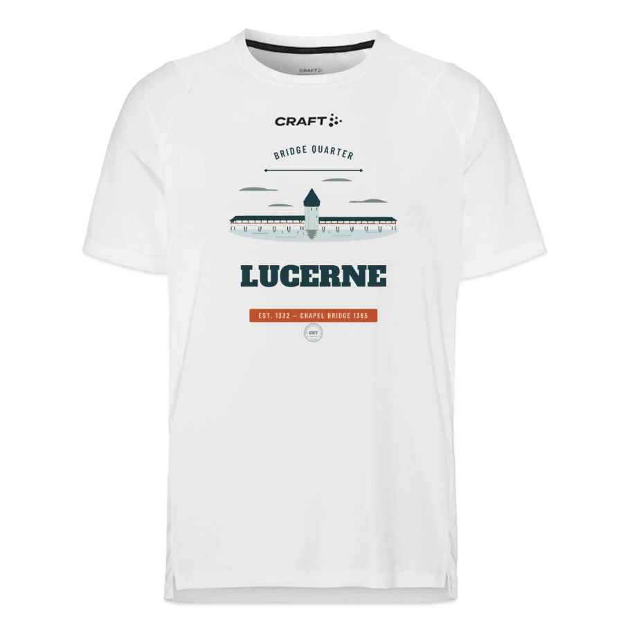Lucerne badge on a craft rush 2.0 t-shirt, white