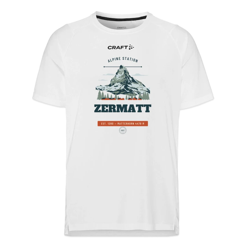 Zermatt badge on a craft rush 2.0 t-shirt