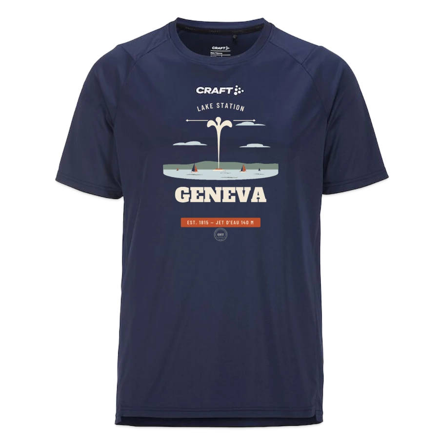 Geneva badge on a craft rush 2.0 t-shirt, dark navy