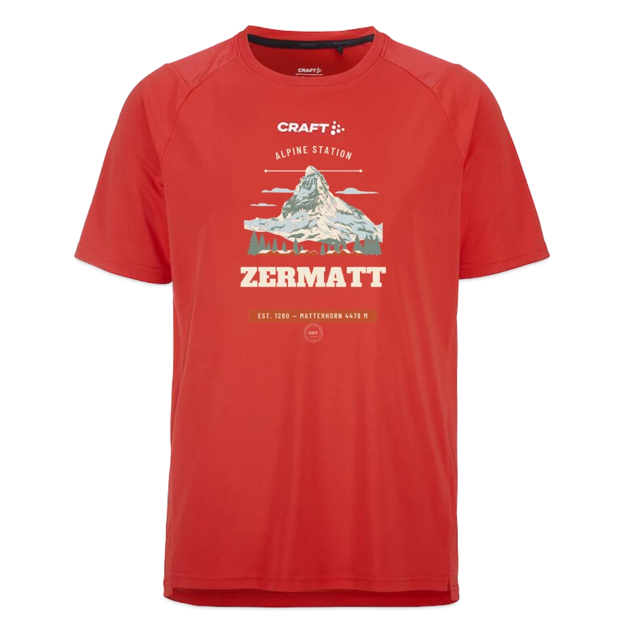 Zermatt badge on a craft rush 2.0 t-shirt, red