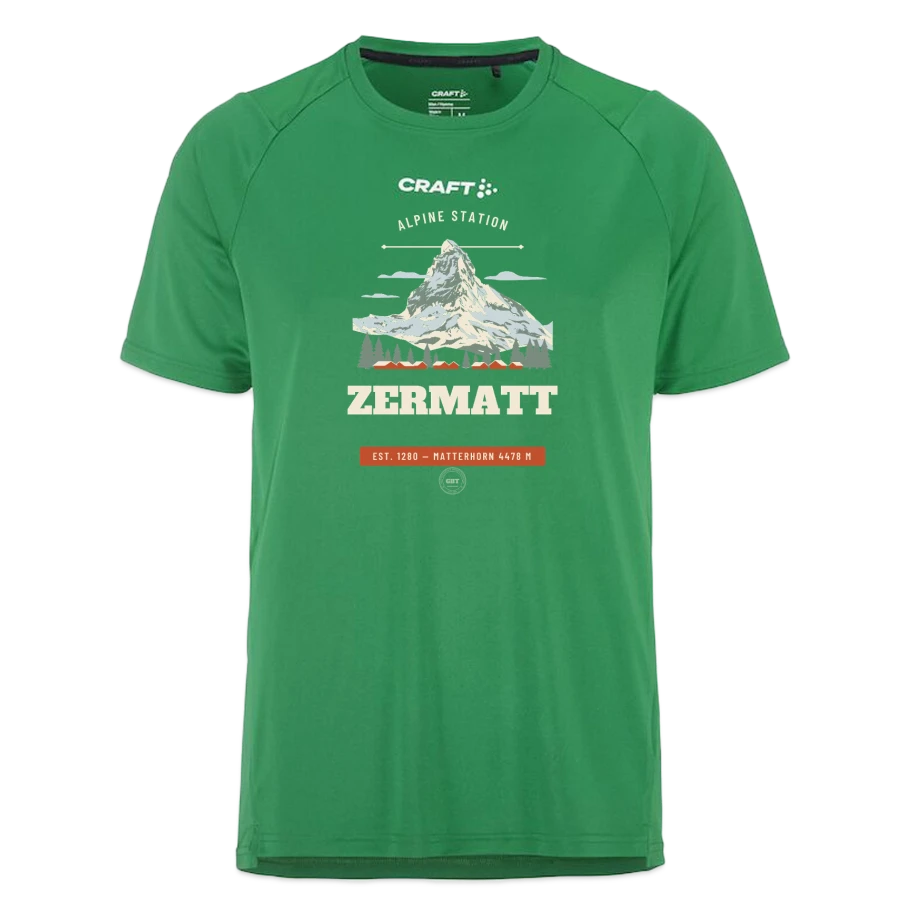 Zermatt badge on a craft rush 2.0 t-shirt, emerald