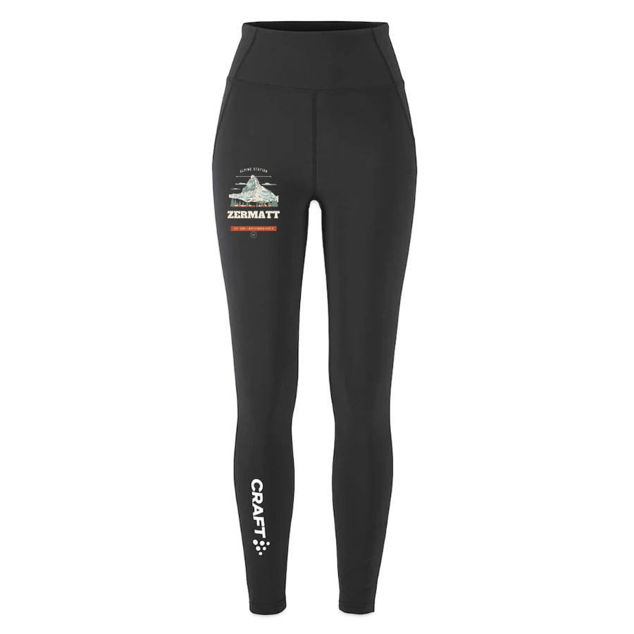 Zermatt badge on a craft rush 2.0 women's tights, black