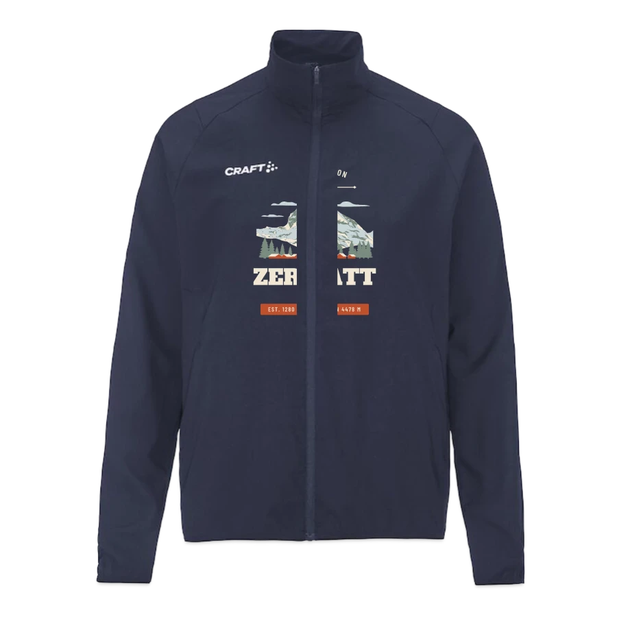 Zermatt badge on a craft rush 2.0 training jacket, dark navy