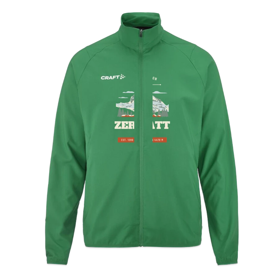 Zermatt badge on a craft rush 2.0 training jacket, emerald