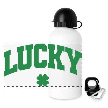 St. Patrick's Day Geschenk Kleeblatt Männer, Frauen, Kinder - Panorama Trinkflasche mit Deckel 500 ml - Weiß - Vorne