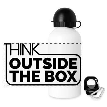 Outside the Box coole Sprüche Motivation Symbol - Panorama Trinkflasche mit Deckel 500 ml - Weiß - Vorne