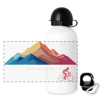 Radtour zum Stilfserjoch - Panorama Trinkflasche mit Deckel 500 ml - Weiß - Vorne